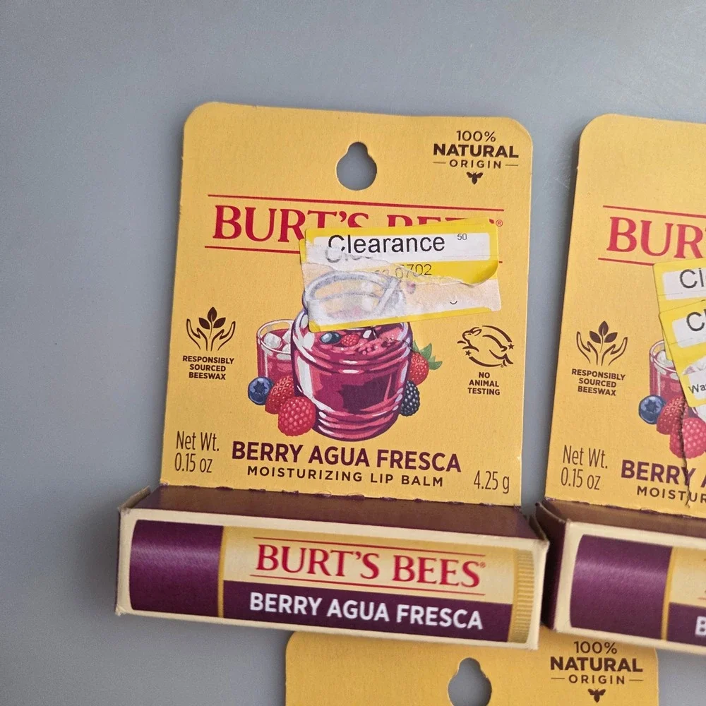 5 Pack Burt's Bees Berry Agua Fresca Moisturizing Lip Balm 0.15oz Each New
